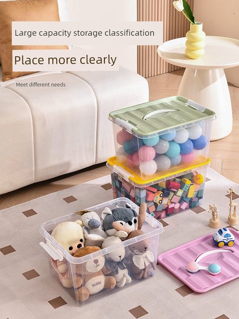 Transparent snack storage box Home desktop toys Lego finishing box Cosmetics Books Miscellaneous plastic storage basket