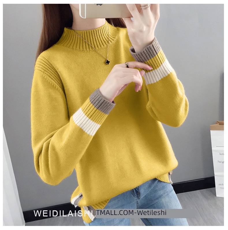 Half high collar easy Plush thickening knitting ma'am sweater