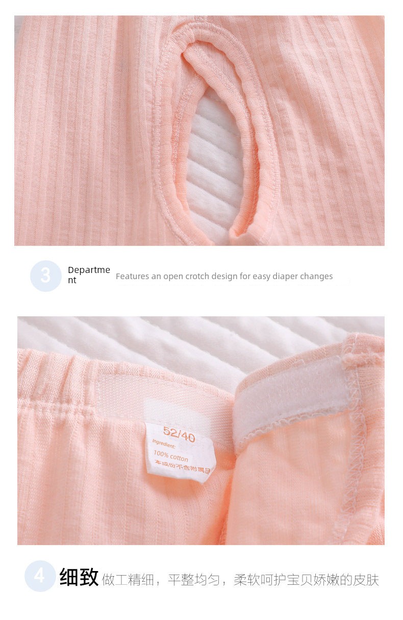 All-Cotton Pure Cotton Newborn Baby Two-Piece Set, Summer Thin Style, Autumn Clothing, Pure Cotton Monk-Style Clothes, Open-Crotch for Newborns — 18