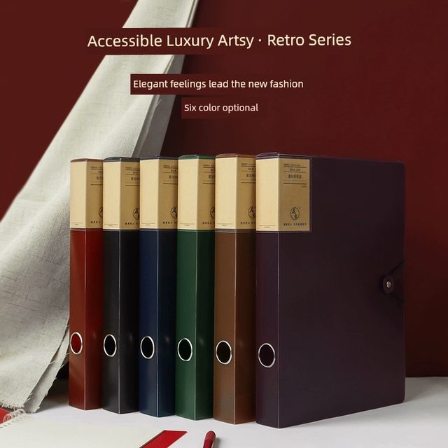 Light retro A4 file transparent file box information document office folder contract storage accounting large capacity box