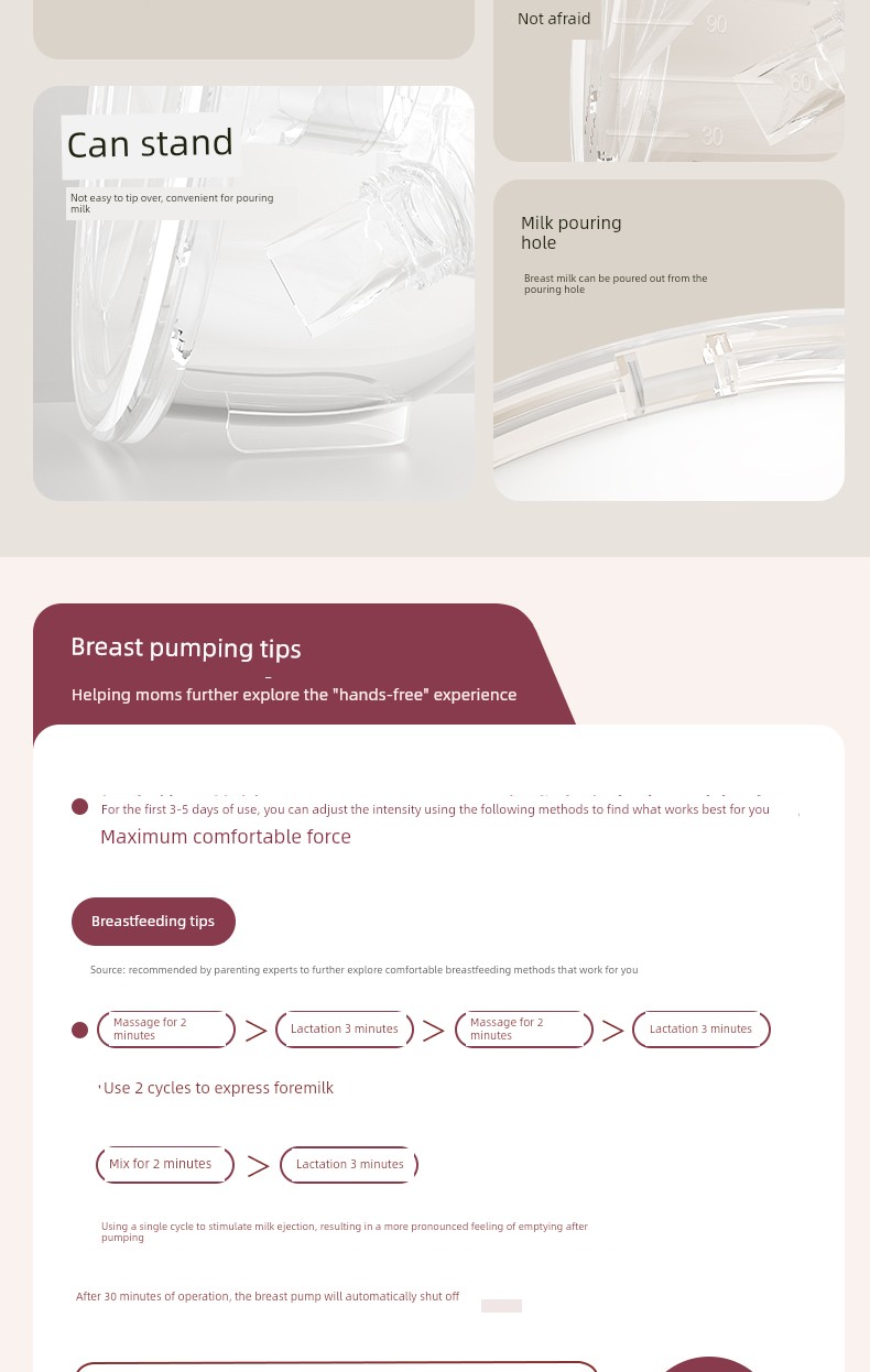 Justu Hands-Free Single and Double Electric Breast Pump, Silent Fully Automatic Milk Extractor, Wearable Portable Breast Pump — 15