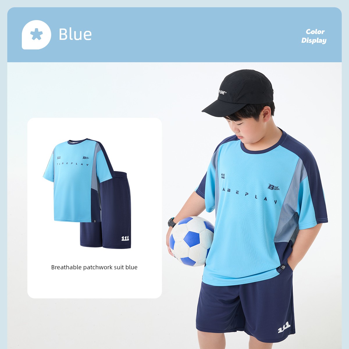 [Breathable and Sweat-Absorbent Two-Piece Set] Piggy Tony Kidsren's Sports Suit for Boys and Older Kidsren, Short-Sleeved T-Shirt and Shorts for Summer — 7