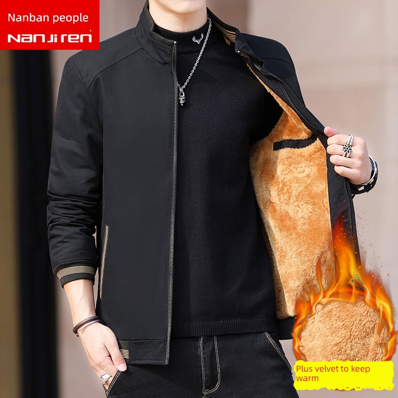 NGGGN Autumn and winter easy stand collar black Jacket