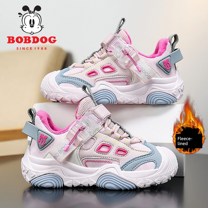 Babudou Boys' Trendy 2026 Winter New Waterproof Leather Children's Fleece-Lined Thickened Casual Sports Shoes — 3