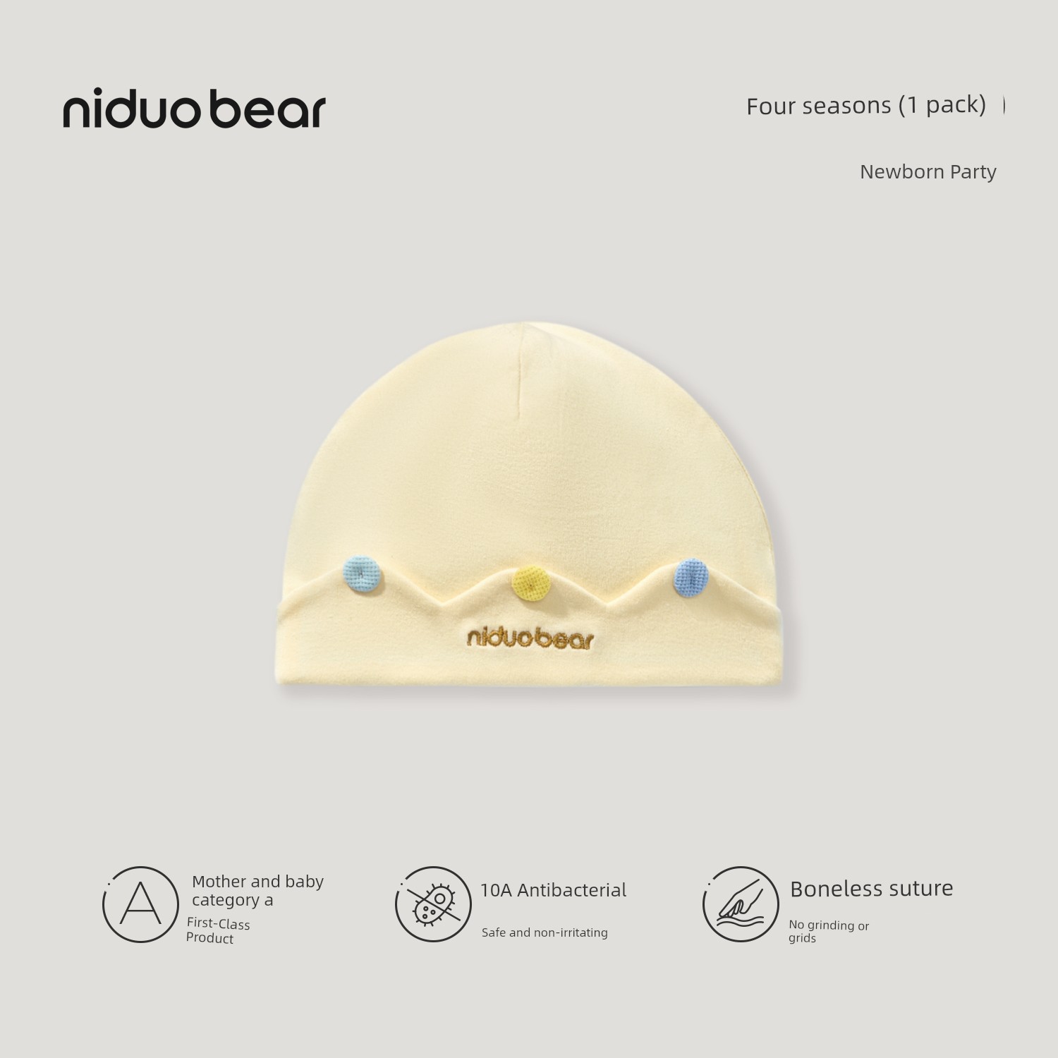Niduoxiong Newborn Pure Cotton Small-Month Baby Beanie Cap — 2