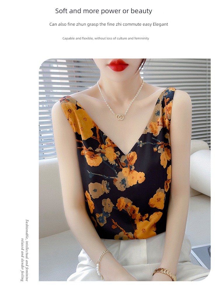 22 years printing suit Lay a foundation Satin V-collar real silk