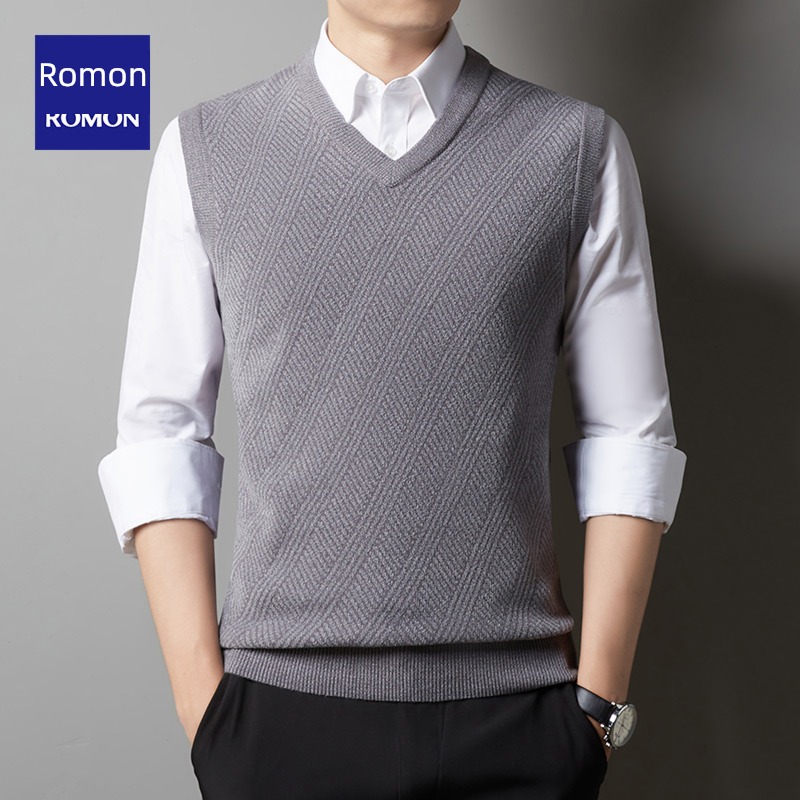 Romon V-neck Snow woolen cloth leisure time waistcoat sweater Vest