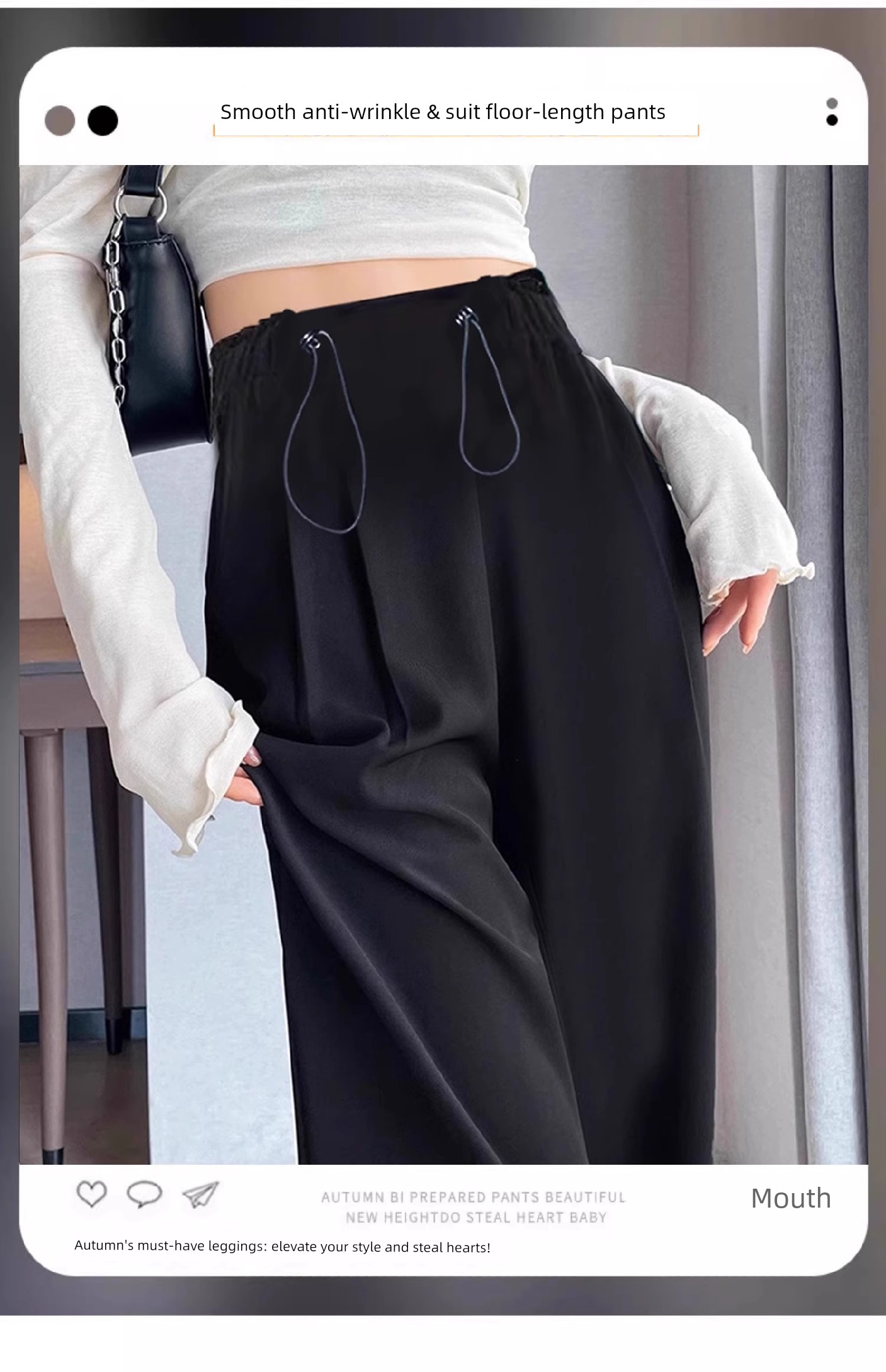 Maternity Pants for Outdoor Wear, Spring and Autumn 2026 New Style, Drawstring, No Belly Support, Plus Size, Petite, Straight-Leg Suit Pants, Wide-Leg Pants — 2
