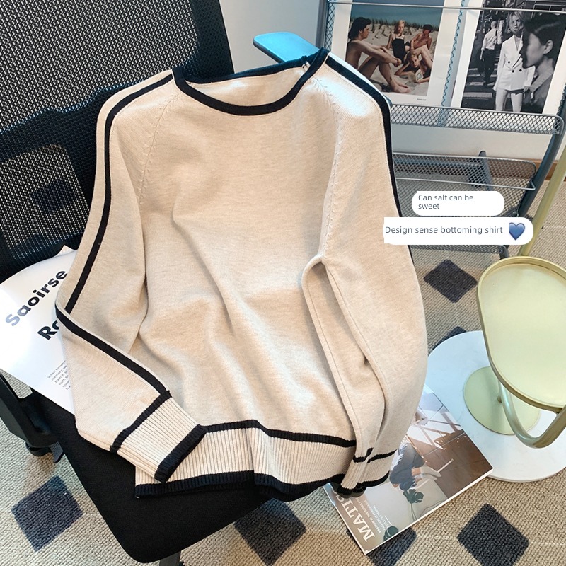 A lady of temperament Spring  Condom stripe Sweater