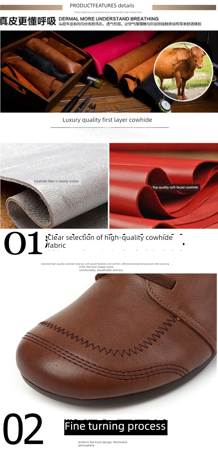 Middle heel Beef tendon bottom mom comfortable leisure time ma'am shoes