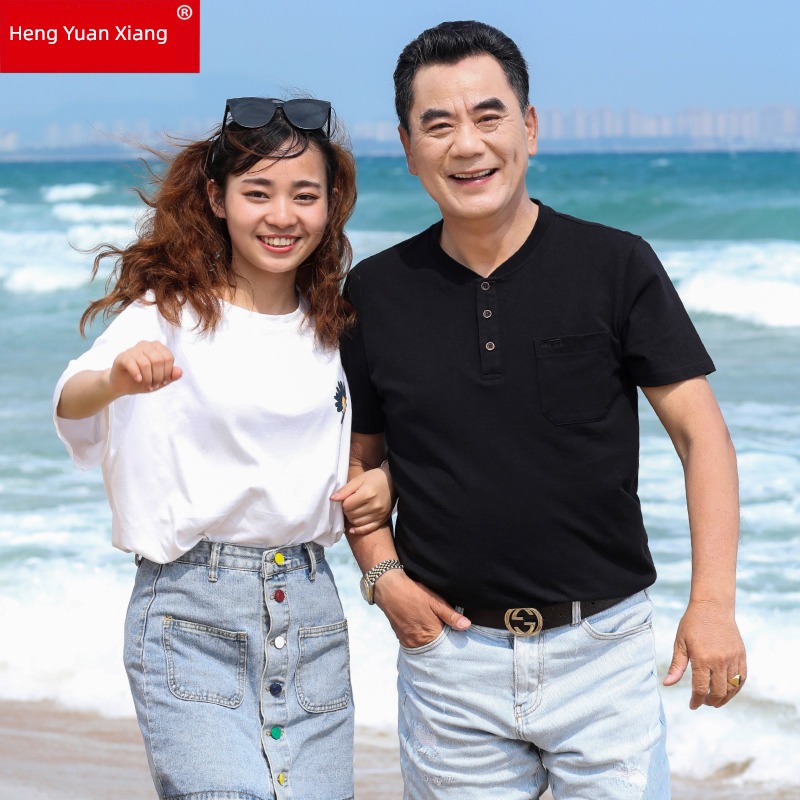 hyz  middle age 40 year Short sleeve Father's Day summer wear