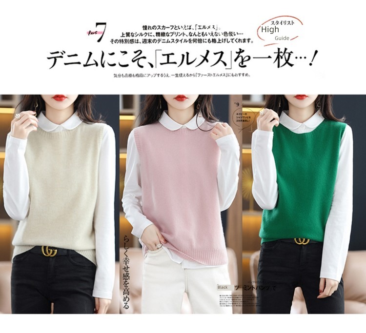 Round neck Vest female spring and autumn waistcoat vest frontline Ready to wear