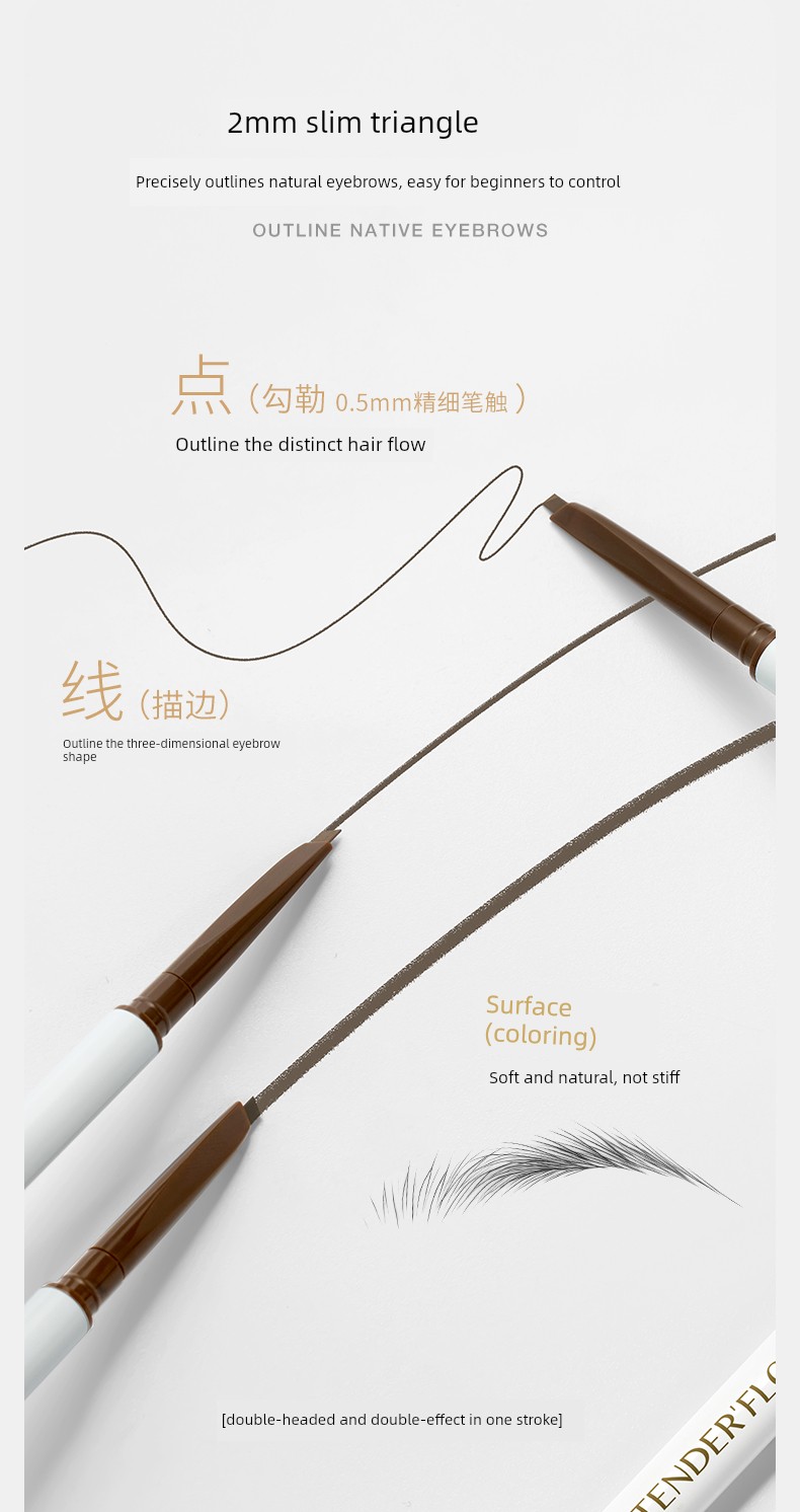 German Nenfu Eyebrow Pencil for Women Preparing for Pregnancy, Waterproof, Sweat-Resistant, Not Easy to Fade, with Distinct, Natural-Looking Eyebrows, — 15