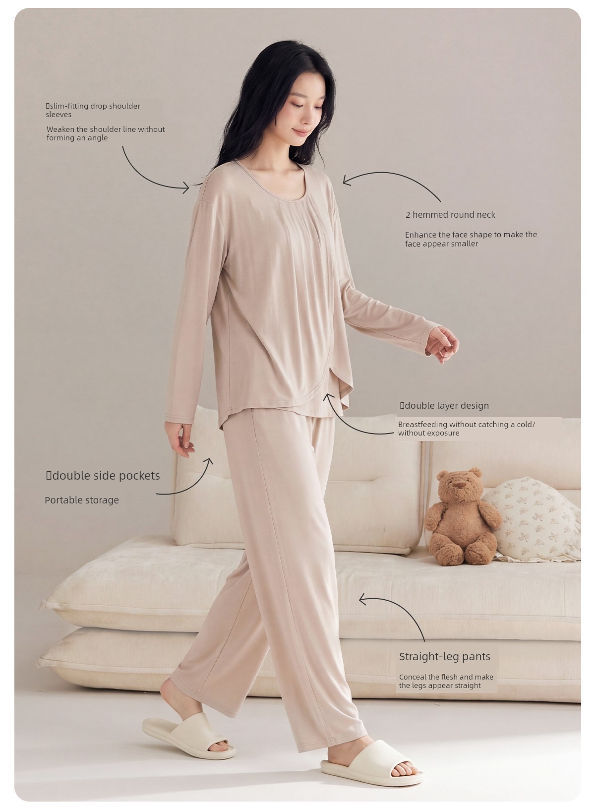 Jq Jingqi Postpartum Clothing Pure Cotton Sweat-Absorbent Postpartum Nursing Pajamas for Pregnant Women Breastfeeding and Maternity Home Wear Autumn Season — 17