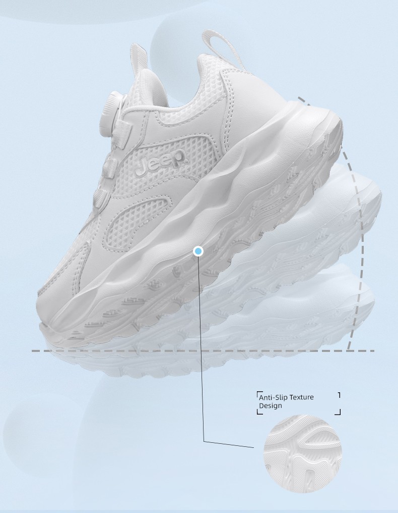 Jeep Kidsren's White Sneakers, White Sports Shoes, 2026 New Mesh Campus Kidsren's Shoes, Girls' Running Shoes, Boys' Shoes — 12