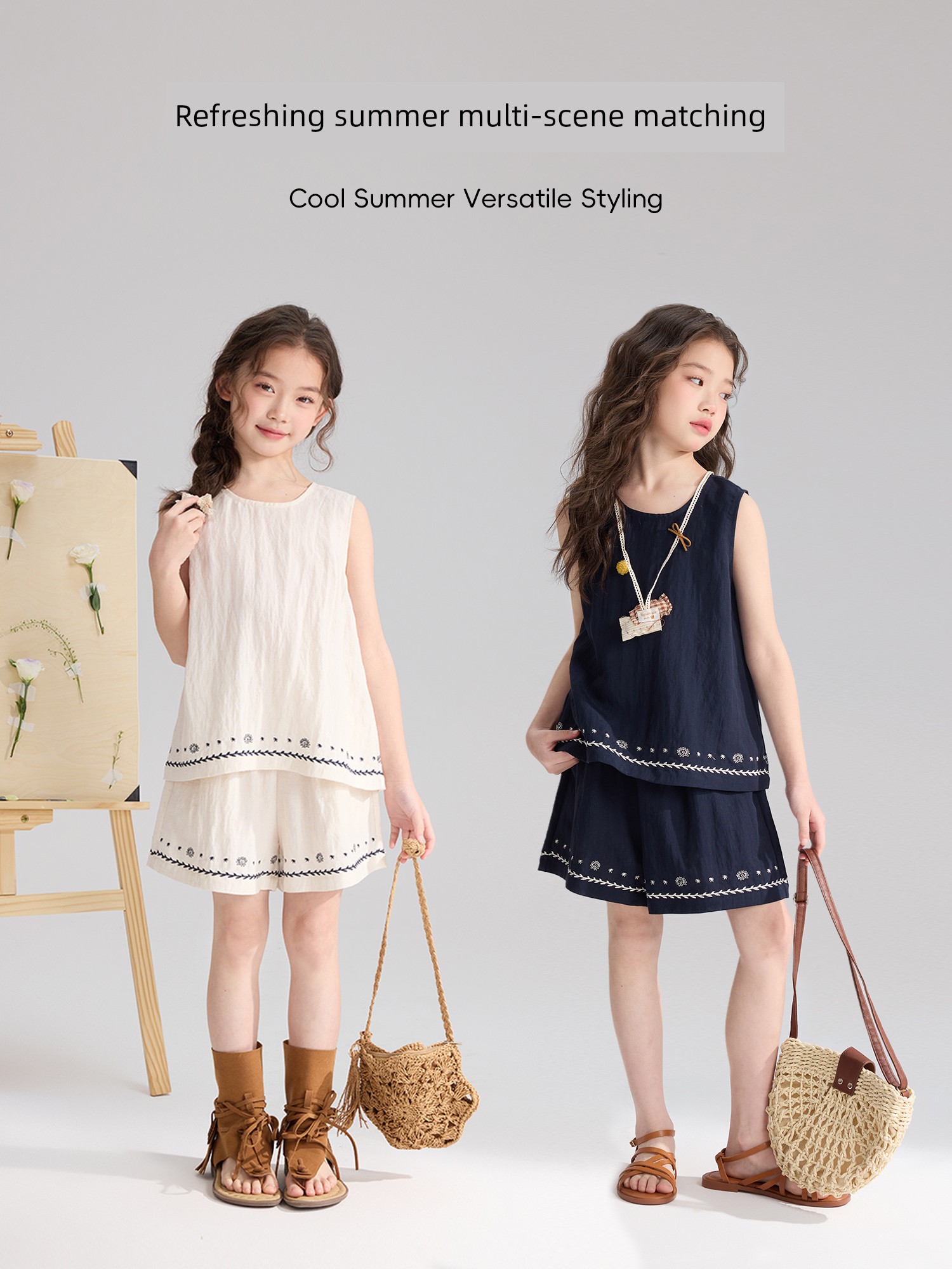 Pudding Haru Summer Children's Clothing Girls' Breathable Top 2026 New Summer Style Children's Fashionable Simple Sweet Outfit — 2
