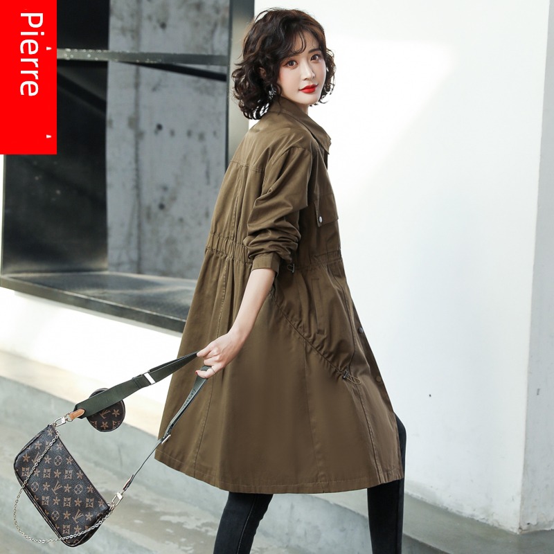 Medium and long term Casual and versatile work clothes loose coat Women Windbreaker