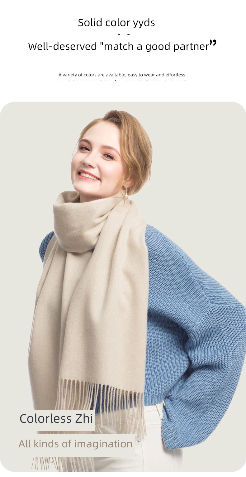 Link 100% Pure wool scarf female winter keep warm Versatile white Neckline Shawl schoolboy mom a birthday present