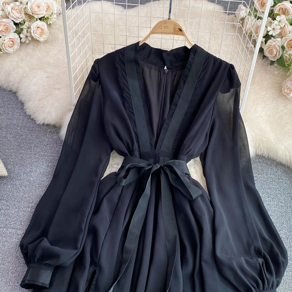 Light luxury Bubbles A word Fork grace Big swing Dress