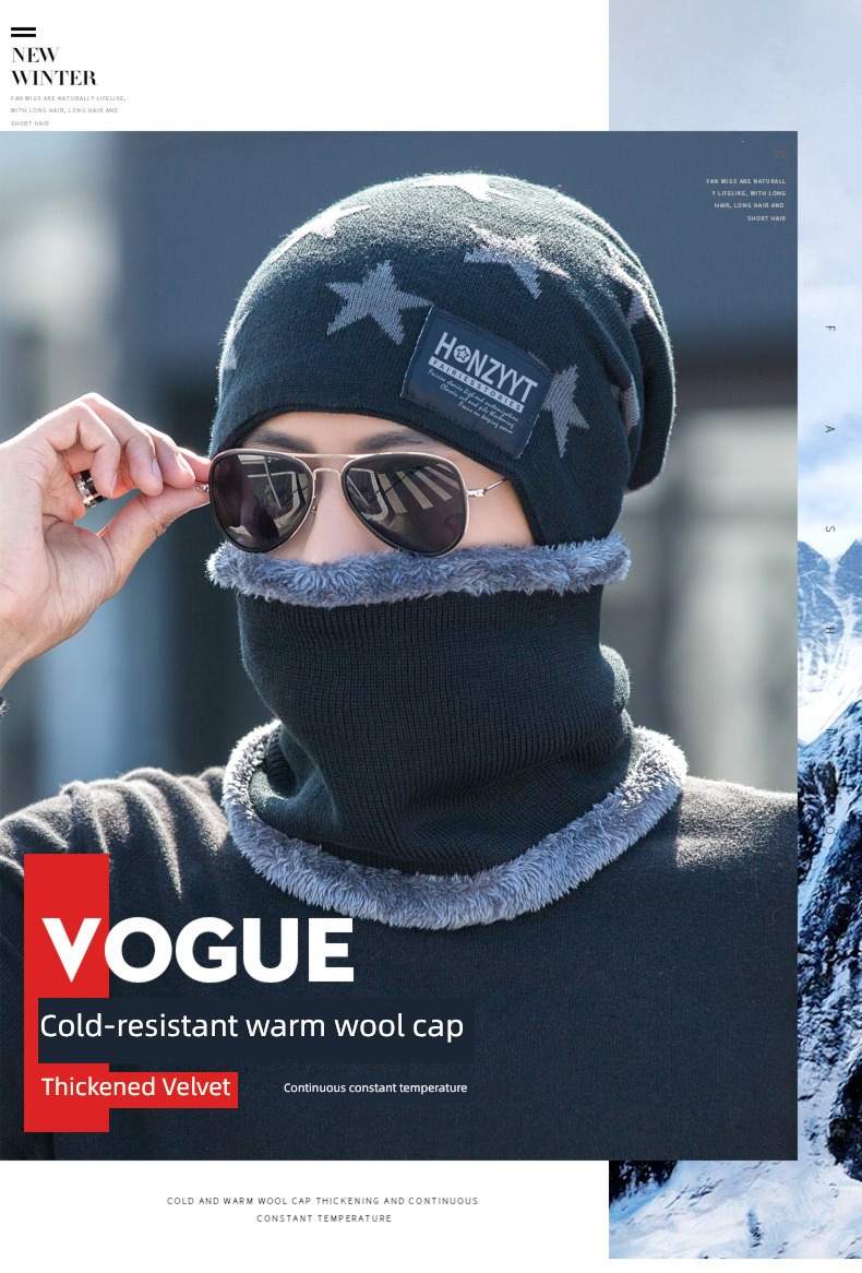 man winter Cold proof Plush Neckline Cycling Hat