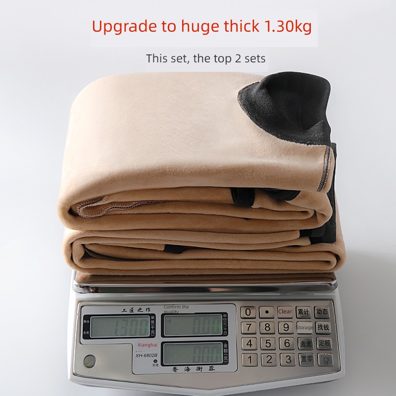 NGGGN Plush thickening fever keep warm Underwear man A suit Medium high collar Autumn clothes and pants winter Undershirt