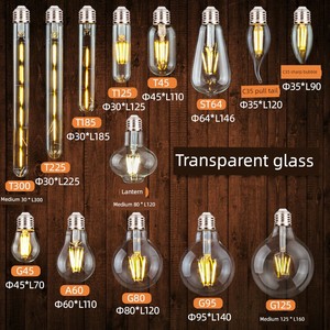Edison LED Bulb E27 Screw Retro Lamp Silk Imitation Tungsten Wire Warm Light Yellow Light Energy Saving Super Bright Tra