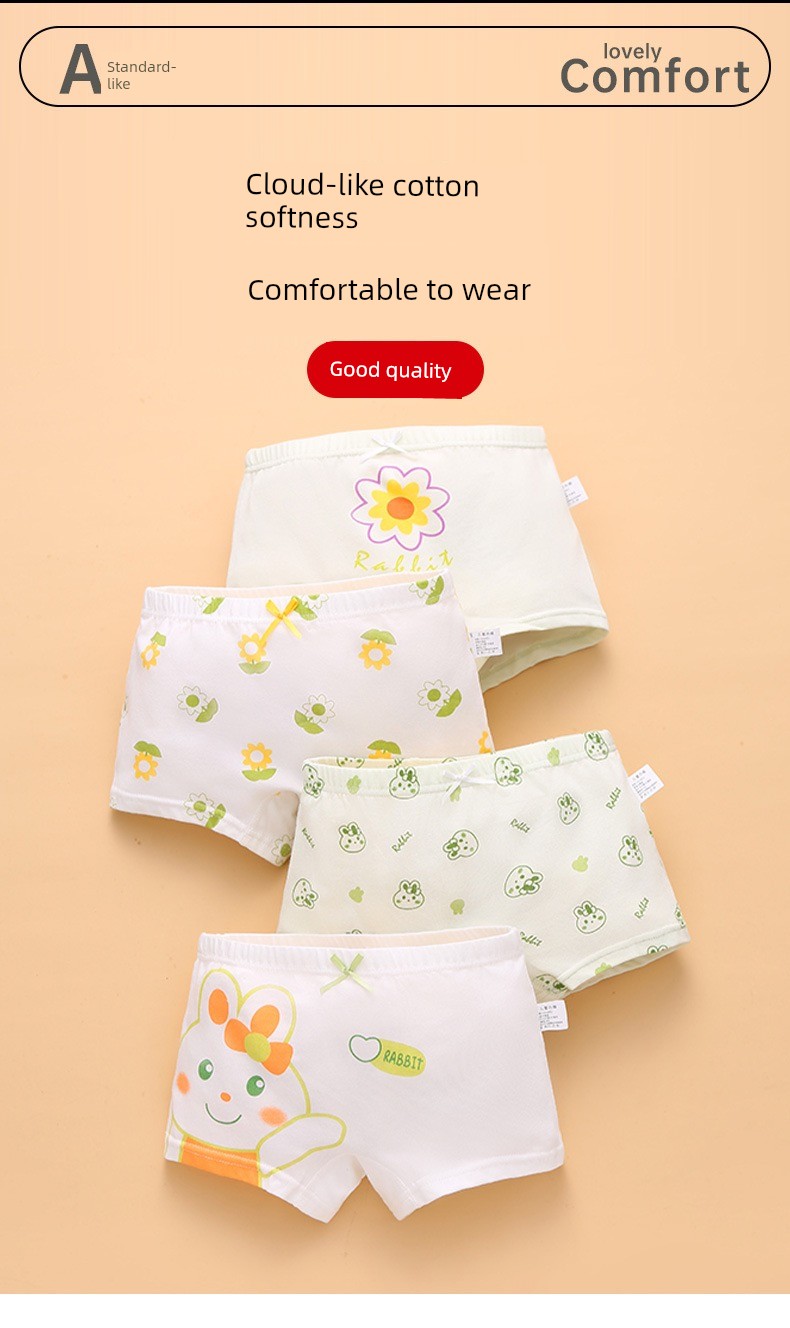 Children's Underwear for Girls, Pure Cotton Baby Boxer Shorts, Mid-To-Large Children's 100% Cotton Shorts for Girls That Don'T Pinch the Buttocks — 3
