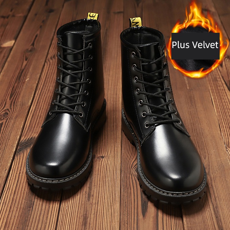 keep warm thickening waterproof Britain leather shoes Trendy man Martin boots