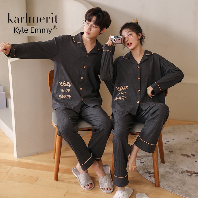 set price Spring and Autumn Couples dress pure cotton Plus Size pajamas