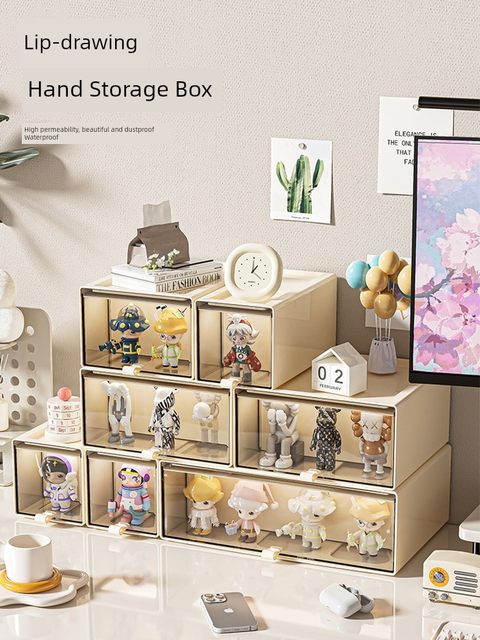 Desktop storage box drawer type figure blind box display rack transparent dustproof Pop Mart storage and finishing box