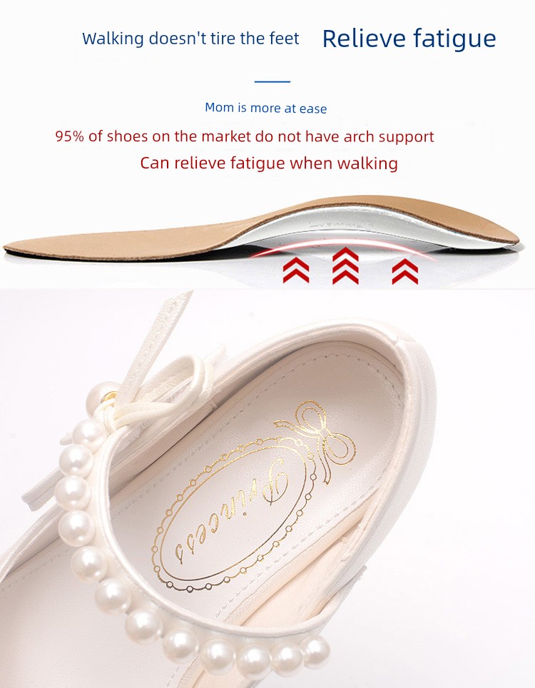 Princess Shoes for Girls with Small High Heels to Match Dresses 2026 New Soft-Soled Summer White Soft Shoes for Little Girls Summer Leather Shoes — 8