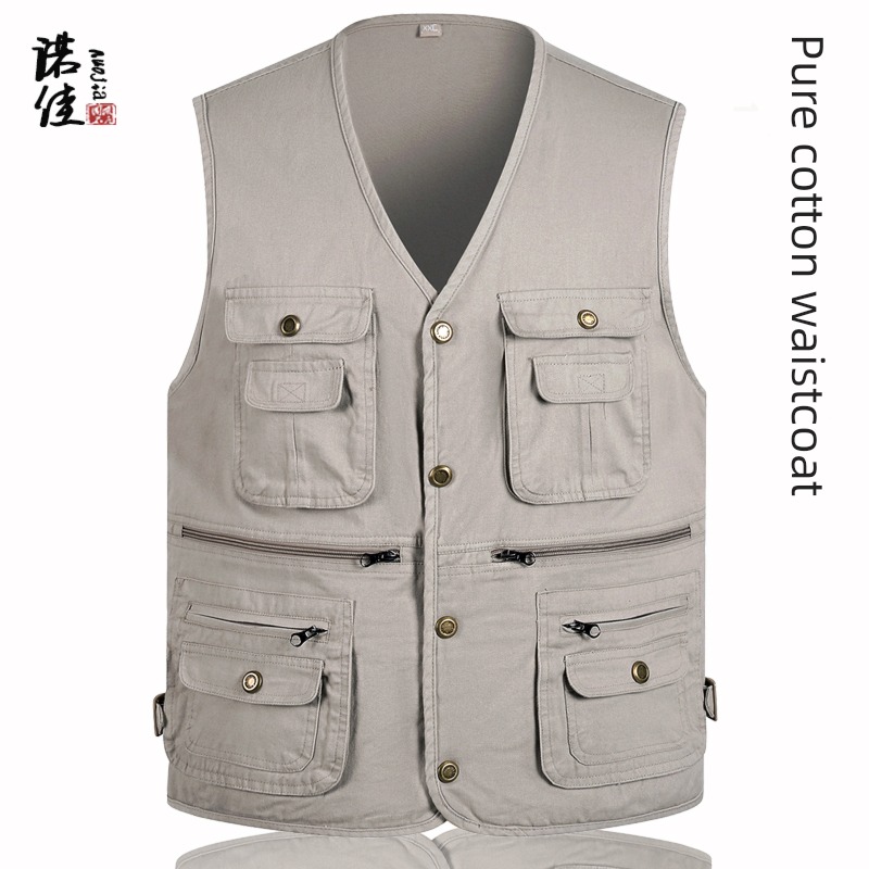 pure cotton Multiple pockets spring and autumn dad outdoors go fishing Vest