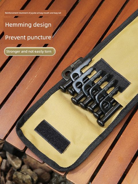 Outdoor camping tent floor nail storage bag steel nail finishing bag hand-held envelope type sky curtain building nail tool pack