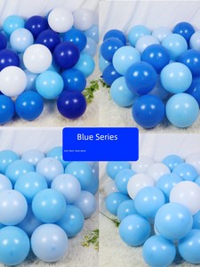 Deep and Light Blue Retro Blue and White Macaron Blue Balloons Ocean-Themed High-End Birthday Kindergarten Decoration