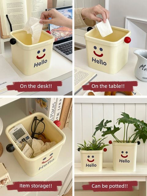 Desktop trash can small mini cute high-value storage barrel with pressing circle dormitory living room office wastebasket