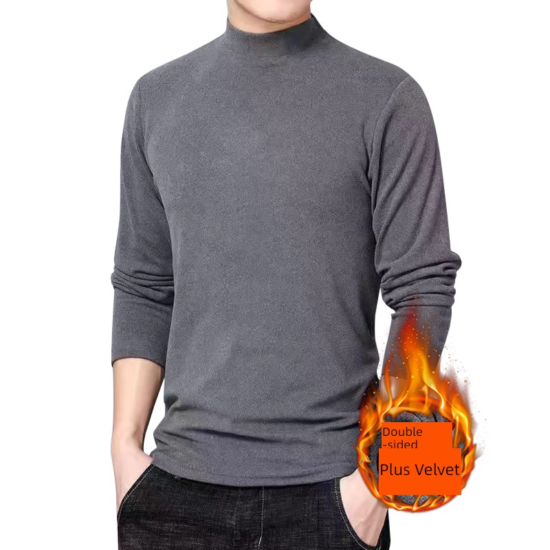 1 / 2 piece Half high collar Autumn and winter Plush keep warm Long sleeve T-shirt