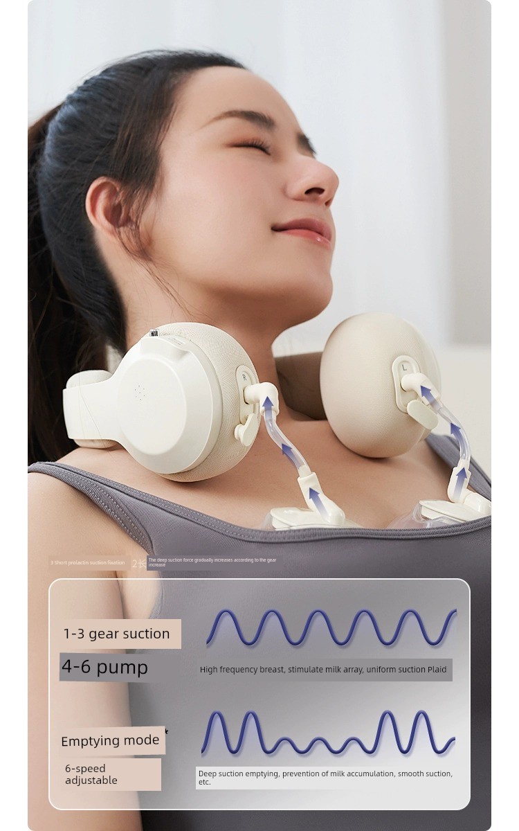Little White Bear Hands-Free Double Electric Breast Pump, Fully Automatic, Portable, with Shell Storage Bag Accessories, Infinite Adjustable Neck Strap — 9