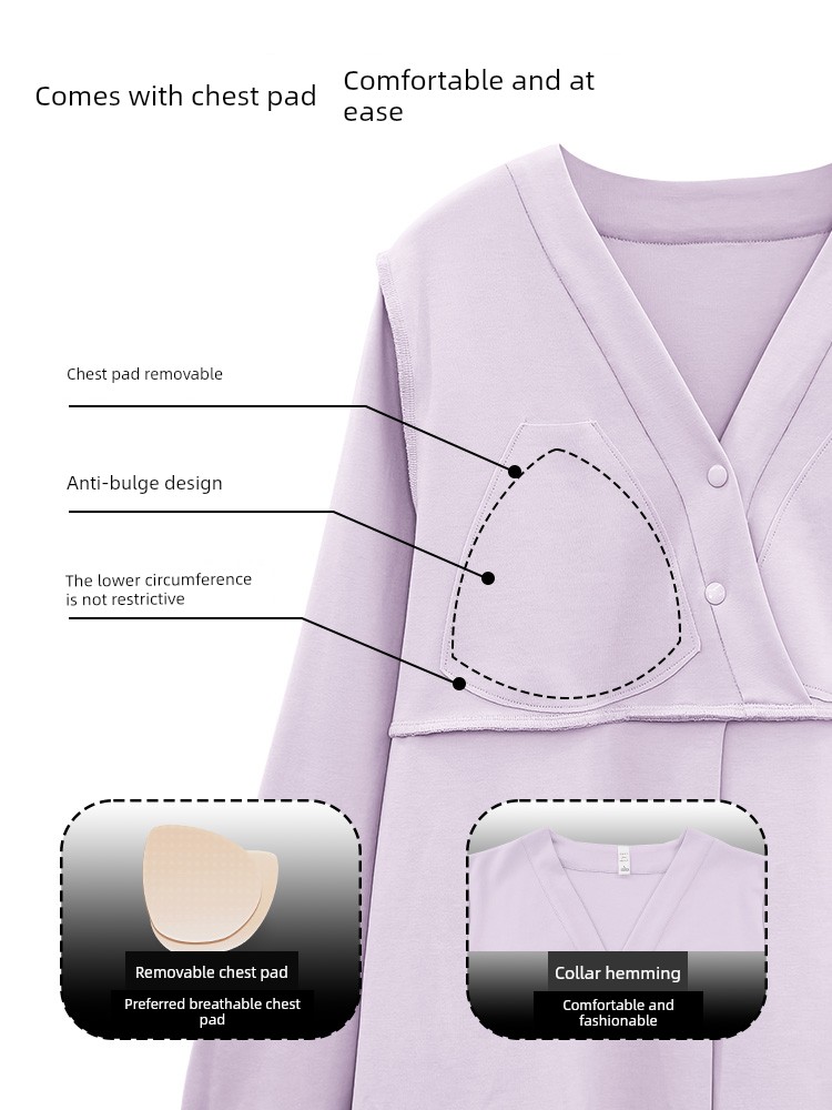 Postpartum Clothing, Pure Cotton Maternity Pajamas, Sweat-Absorbent Nursing Wear for Postpartum Women, Summer Thin Style Maternity Autumn and Winter Home — 2