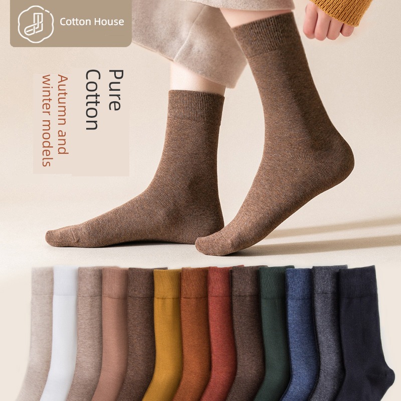 Hosiery children pure cotton yarn black long and tube-shaped Spring Socks