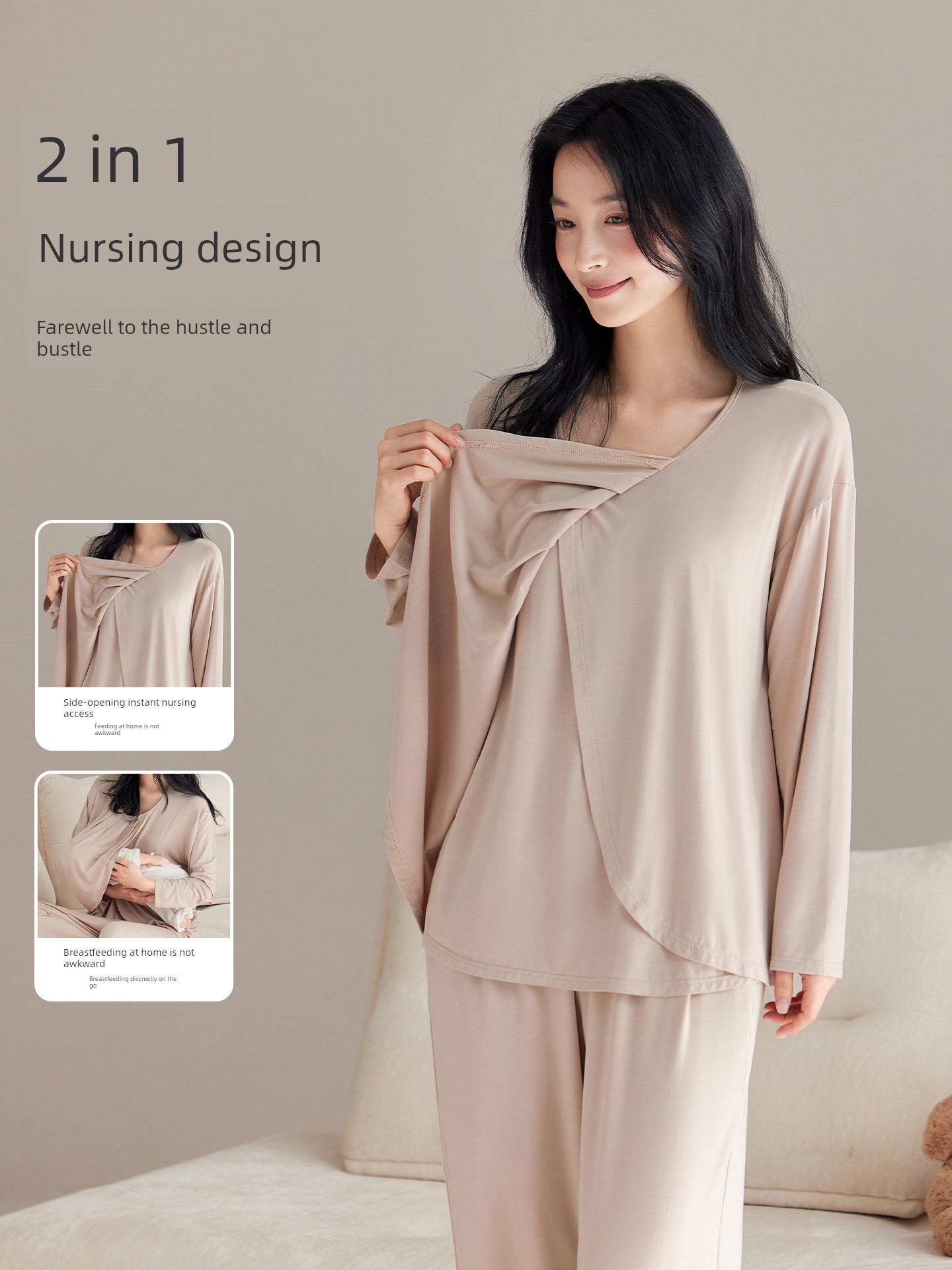Jq Jingqi Postpartum Clothing Pure Cotton Sweat-Absorbent Postpartum Nursing Pajamas for Pregnant Women Breastfeeding and Maternity Home Wear Autumn Season — 5