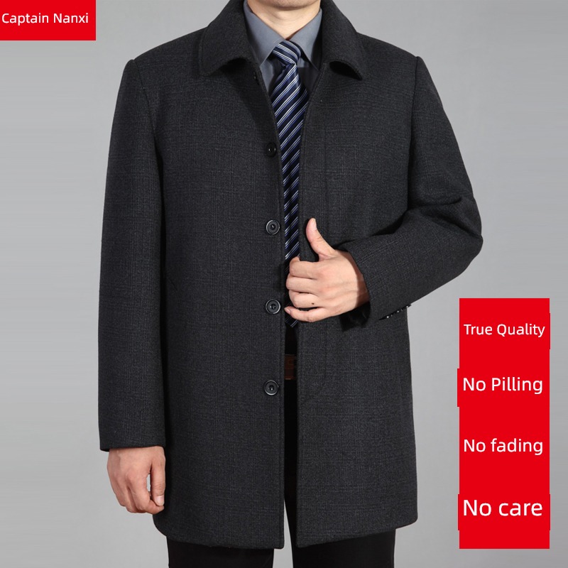 dad grandpa Middle aged and old people Woollen overcoat loose coat