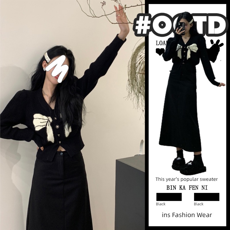 loose coat female Forest Department Cardigan chic wool bow