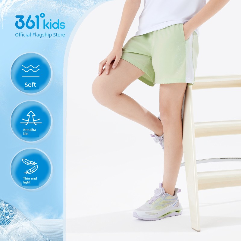 361 Children's Clothing Girls' Shorts 2026 Summer Big Kids Knitted Five-Point Shorts Sports Pants Breathable Pants — 5