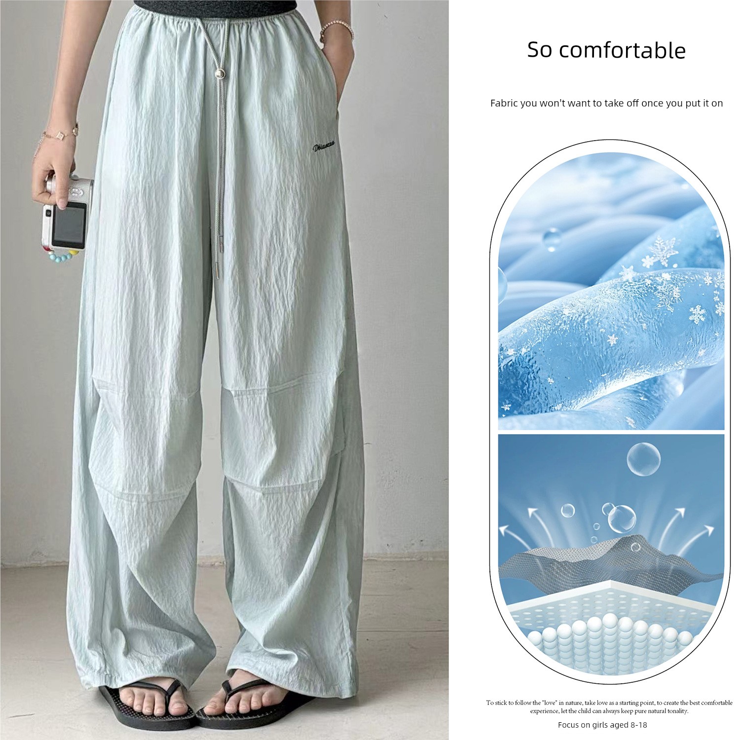 Girls' Cargo Pants Spring and Autumn 2026 New Straight-Leg Pants Youth Casual Pants Loose Fit Big Girl Sports Pants — 3