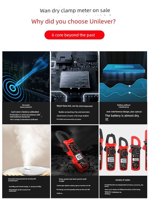 Ulide digital clamp meter multimeter UT204 high-precision clamp meter universal meter clamp current AC and DC meter