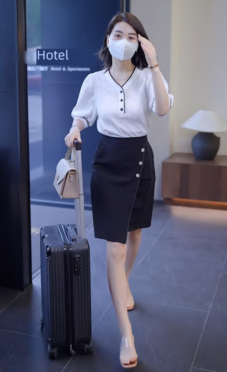 Foreign style ma'am Half sleeve Chiffon skirt fashion suit