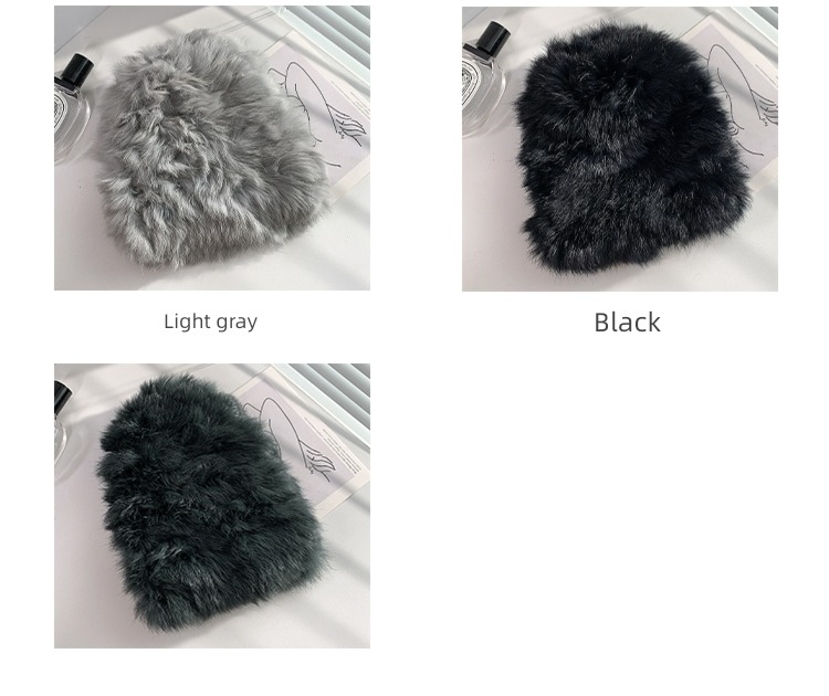 female Autumn and winter thickening Cold proof Baotou cap Real rabbit hair