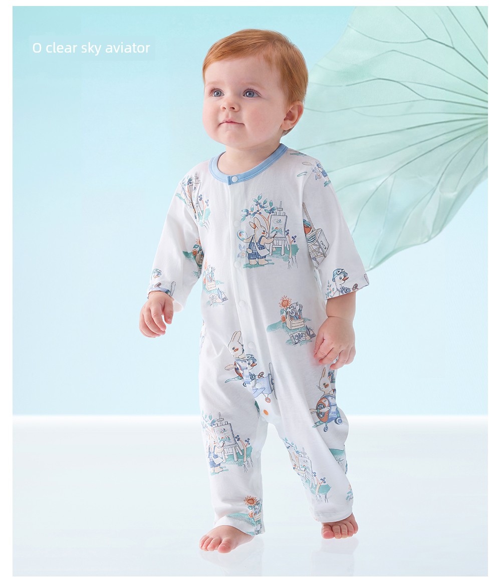 Beitais [Little Cool Skin] Baby Clothes Summer Thin Style Baby Romper Three-Quarter Sleeve Pajamas Pure Cotton Air Conditioning Suit — 35