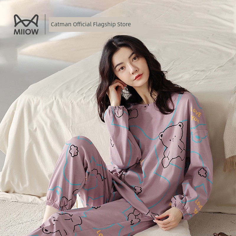 MiiOW  Autumn and winter Women's money pure cotton Big size lovely pajamas