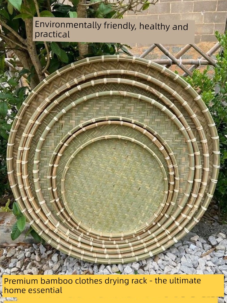 Bamboo Green Dustpan Hand-Woven For Home round Bamboo Sieve Drying Dry Goods Dust Pan Bamboo Plaque Farm Rice Rinsing Sieve Bamboo Plaited Articles